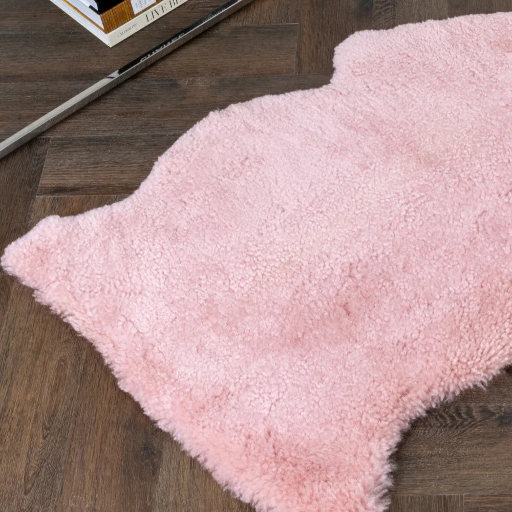 Pink Short Pile Sheepskin Rug